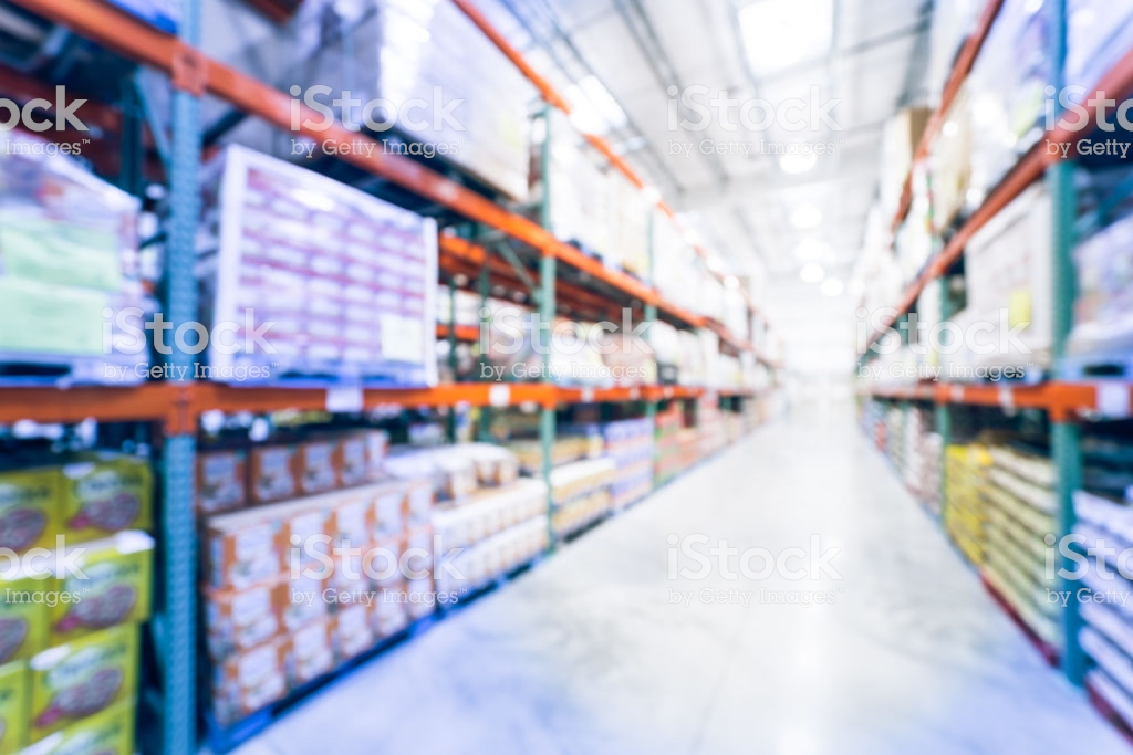 Filtered Image Blurry Background Big Boxes Wholesale Store In