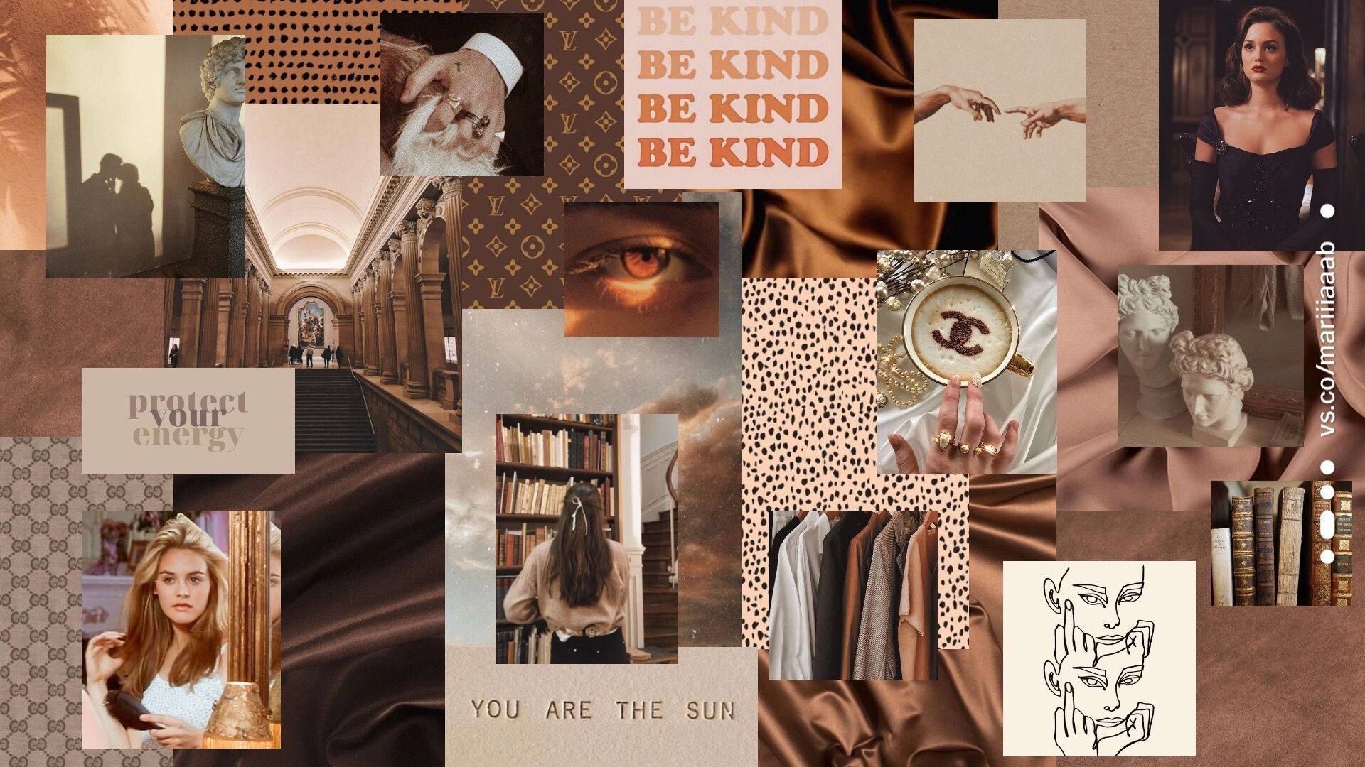 Download Chic Brown Aesthetic Collage Wallpaper