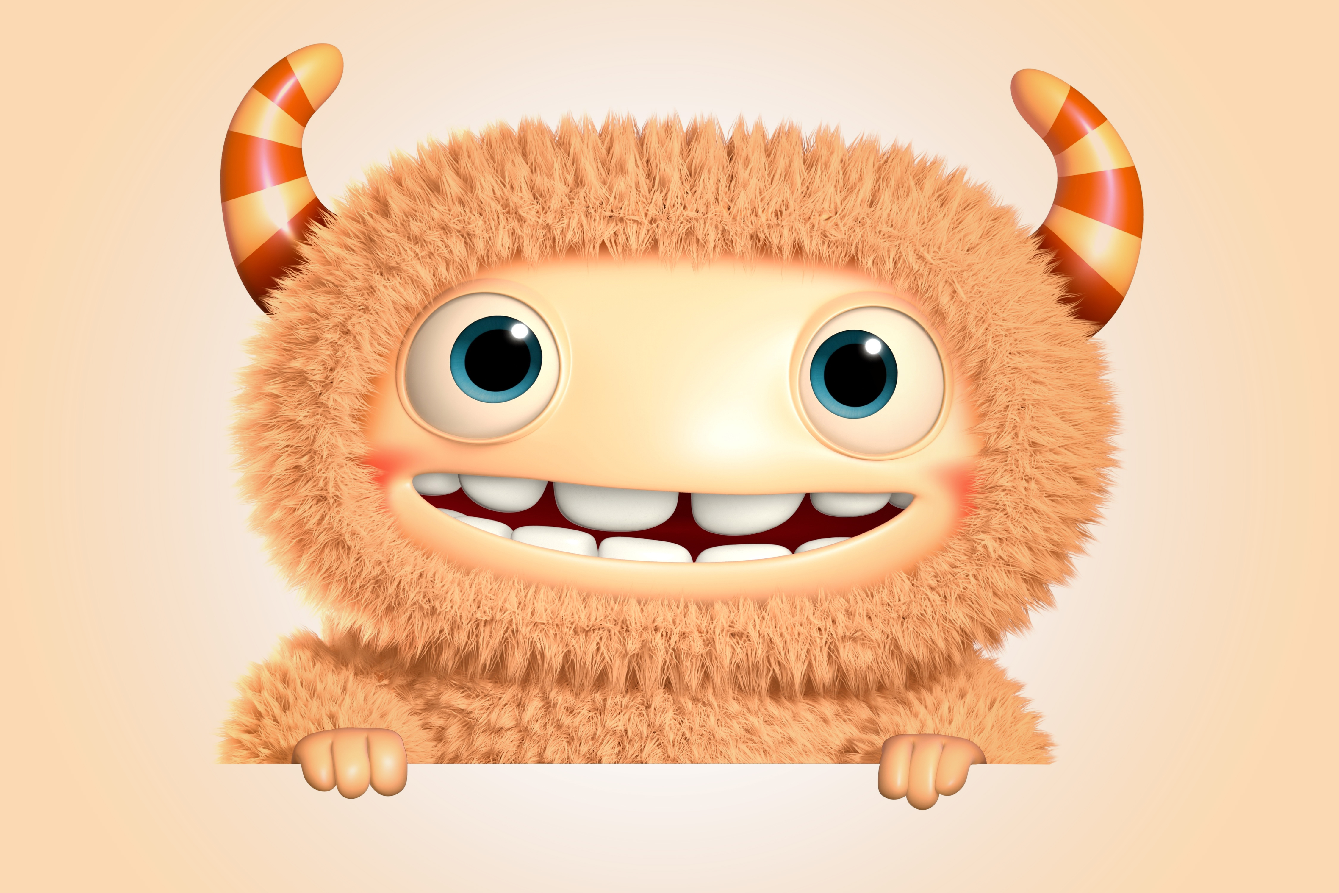 Wallpaper 3d Funny Monster Cartoon Cute Smile Character