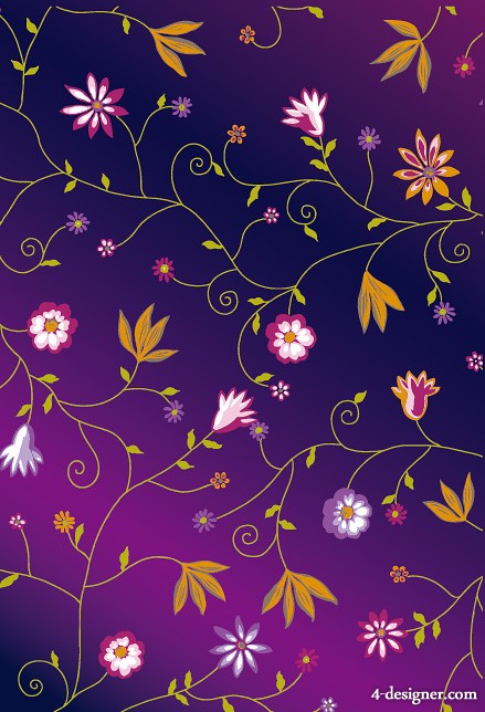 Cute Colorful Flowers Patterns Leaves Background