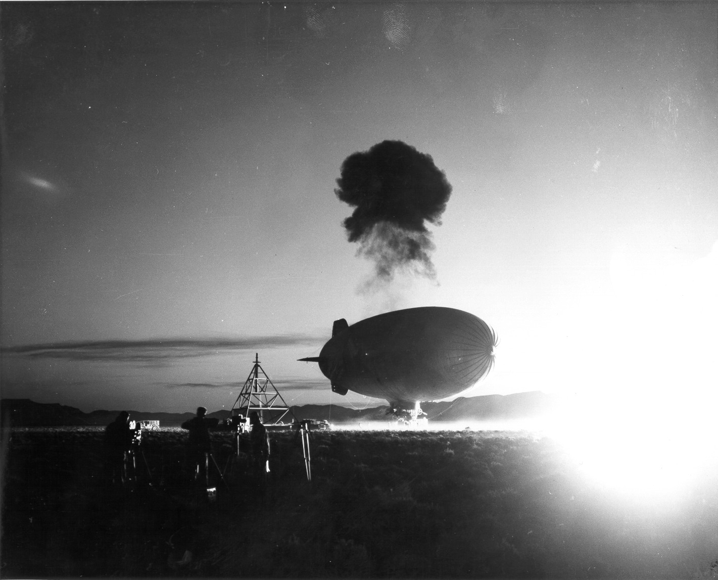 Nuclear test at Nevada Test Site 1957 with a Navy barrage balloon