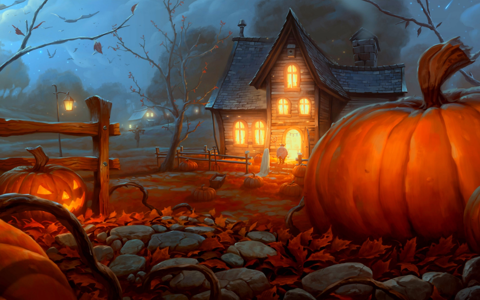 Halloween Hunted House Graveyard Wallpaper