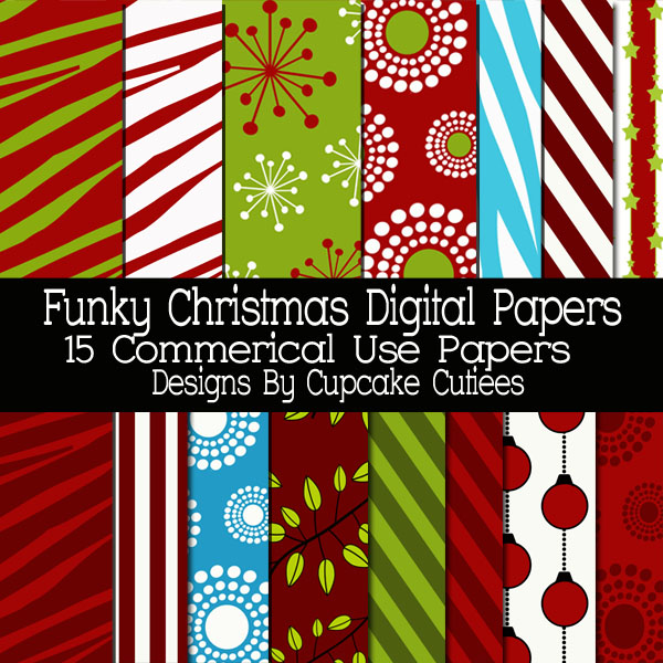 Funky Christmas Papers Digital Background Mygrafico