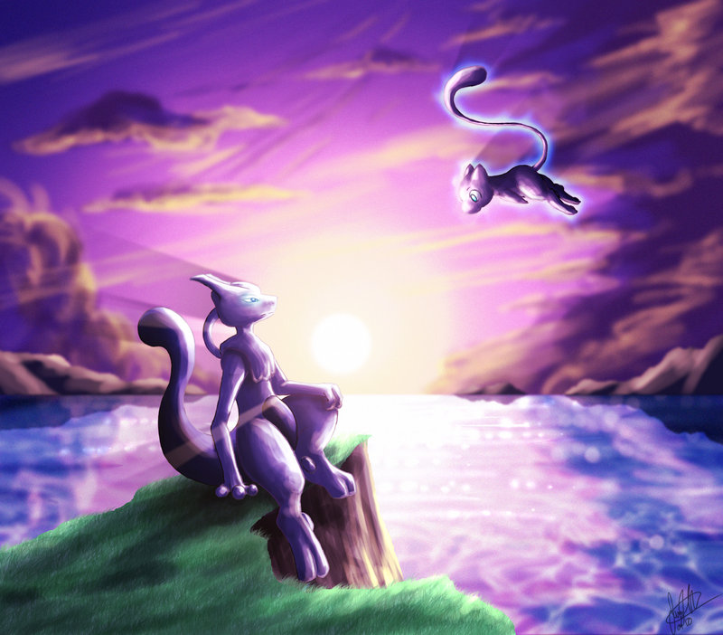 Wallpaper Mewtwo And Mew Ancestors Of All Pokemon