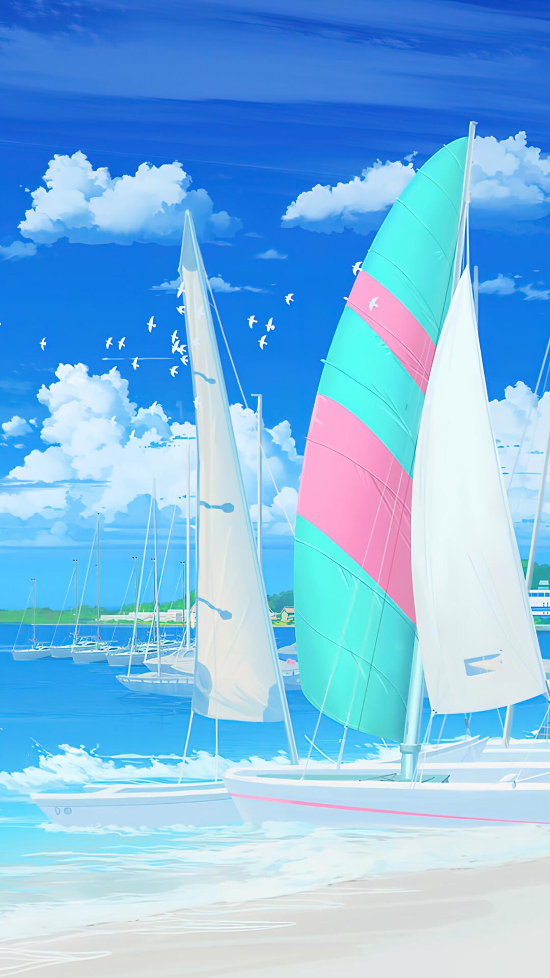 Summer Beach Anime 4k Wallpaper iPhone HD Phone 2420f