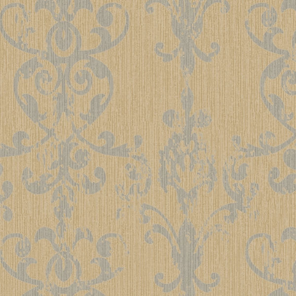 Grey Distressed Damask Scroll Wallpaper Wall Sticker Outlet