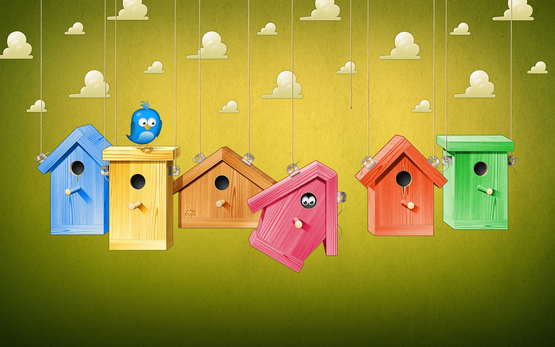 Cartoon Wallpaper Bird House Colorful HD