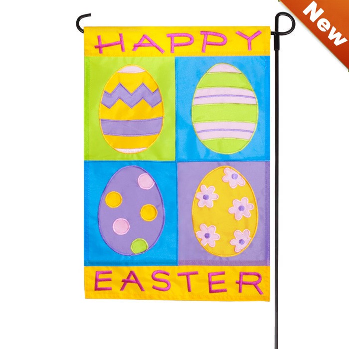 Easter Happy Embroidered Applique Garden Flag