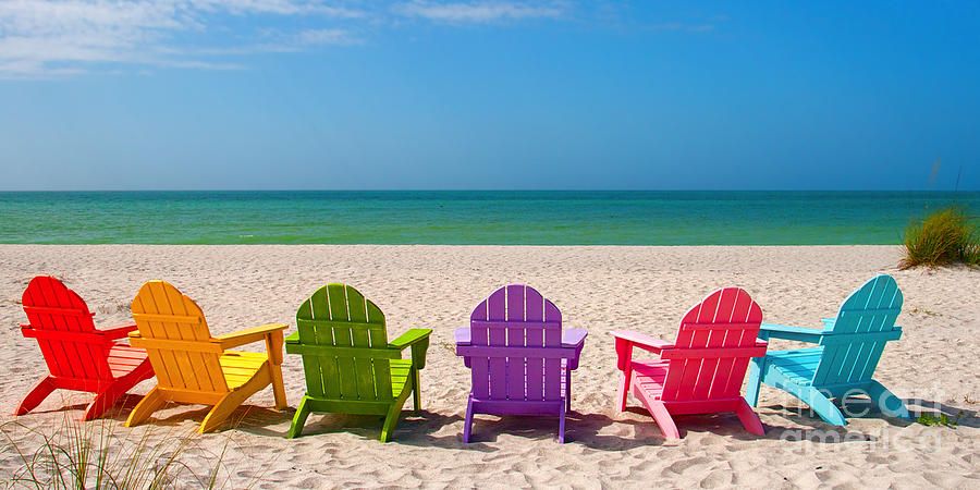 Summer Beach Chairs Wallpaper Colorful