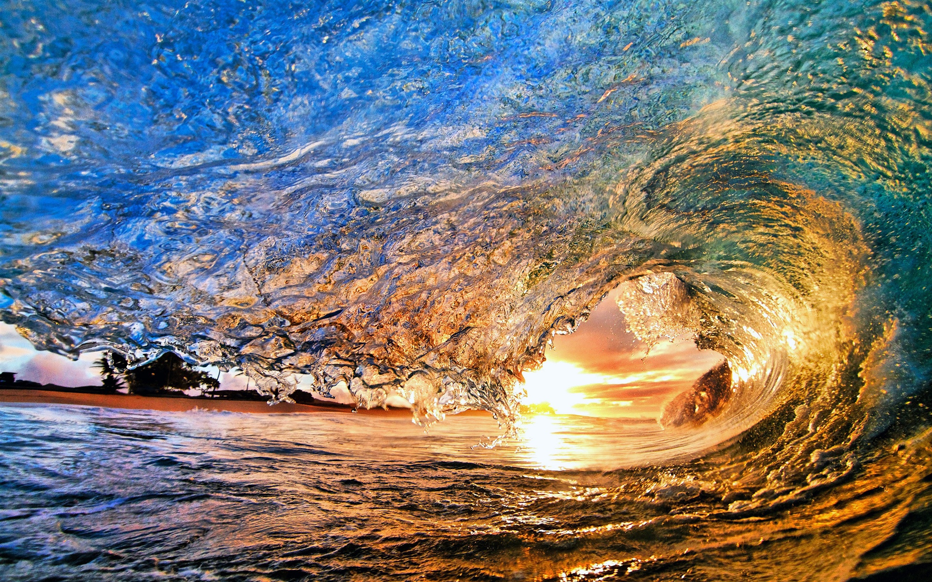 Under The Sun Sea Waves Wallpaper HD Desktop
