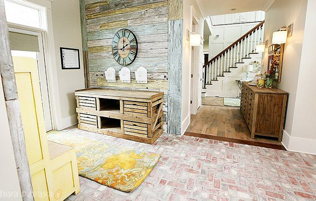 Mudroom Rustic mudroom with reclaimed barnwood and reclaimed brick