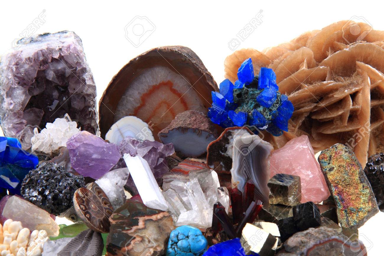 Color Minerals And Gems Collection As Natural Background Stock