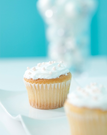 Cupcakes With Tiffany Blue Background Pastel
