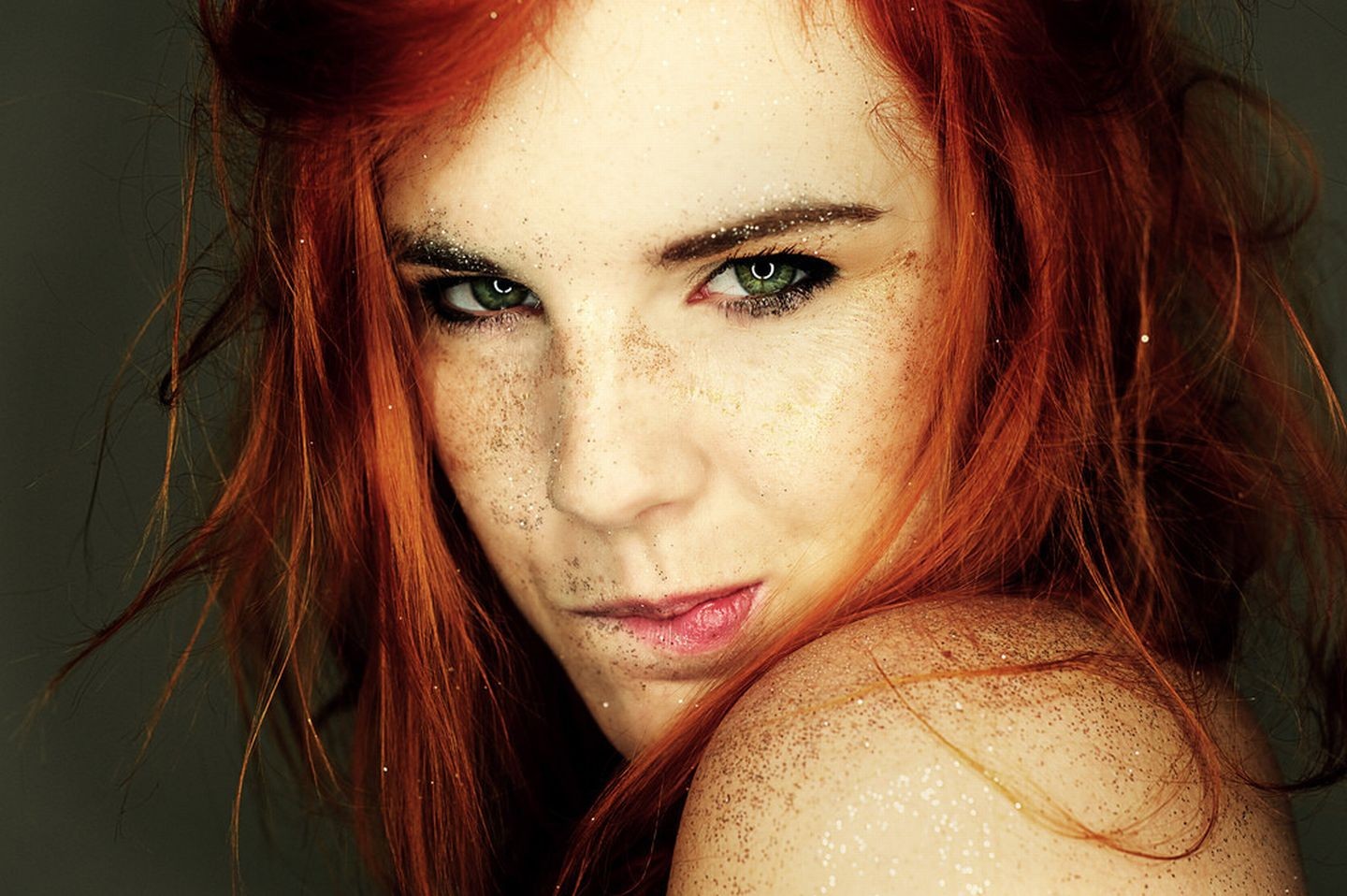 Women Redheads Wallpaper Freckles Green