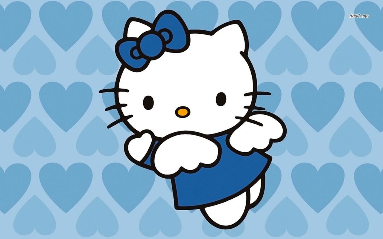 Blue Hello Kitty With Wings Wallpaper Cartoon