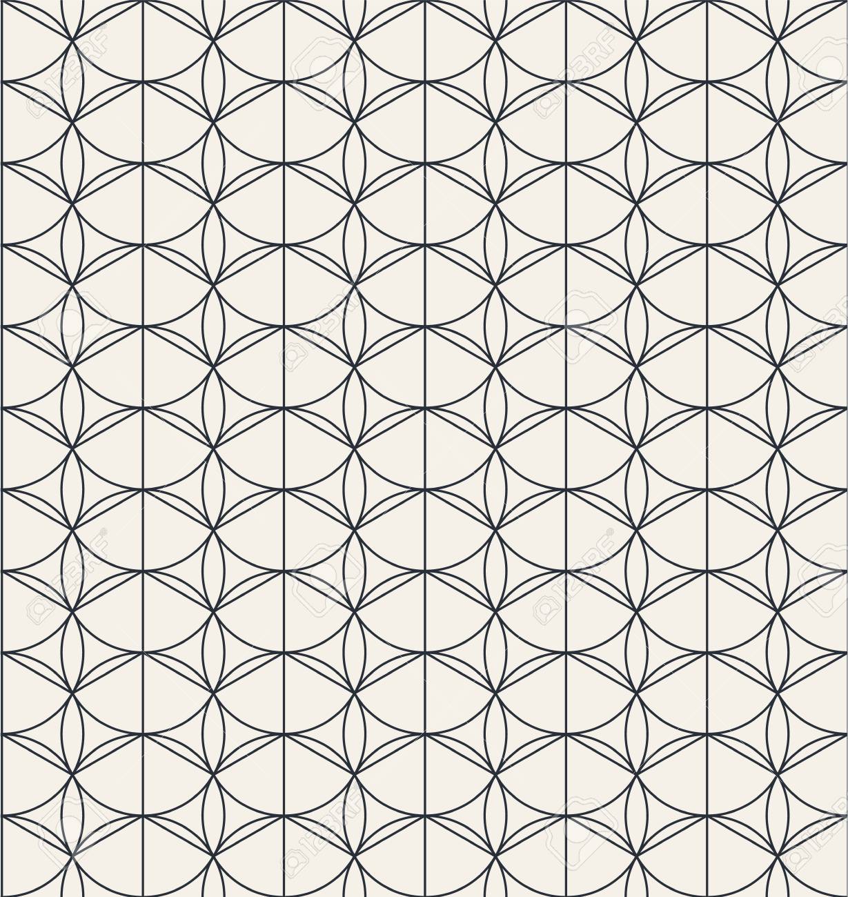 Geometric Seamless Classic Pattern With Refined Lines Monochrome