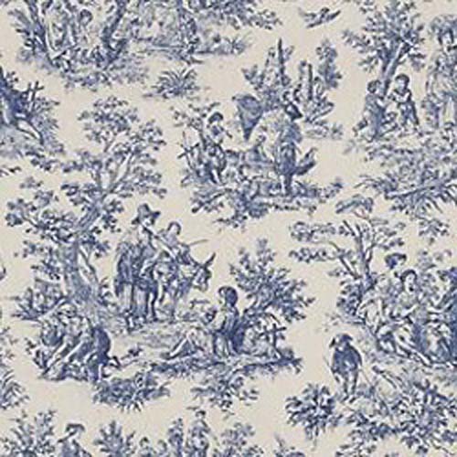 Waverly Blue Toile Fabric HD Wallpaper
