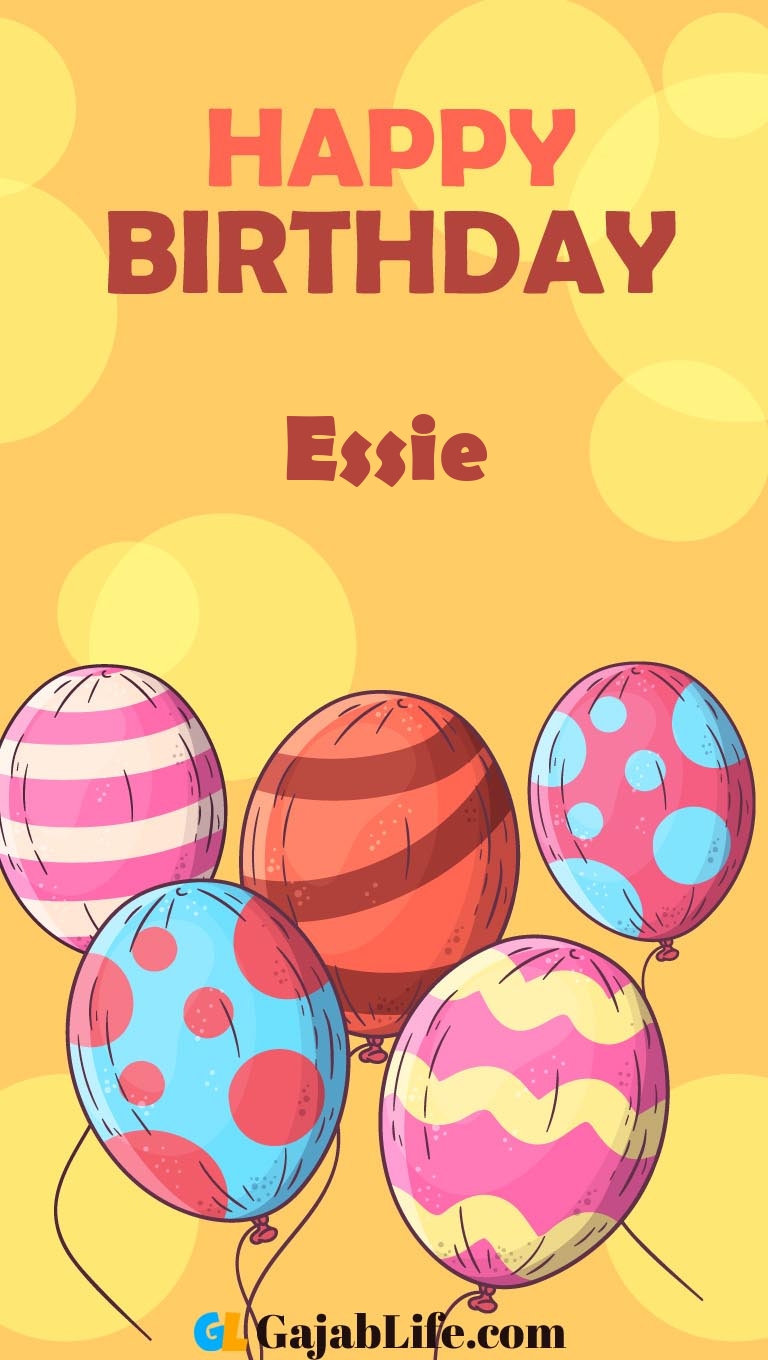 Create Essie Happy BirtHDay Image Wallpaper With Coloring Balloons