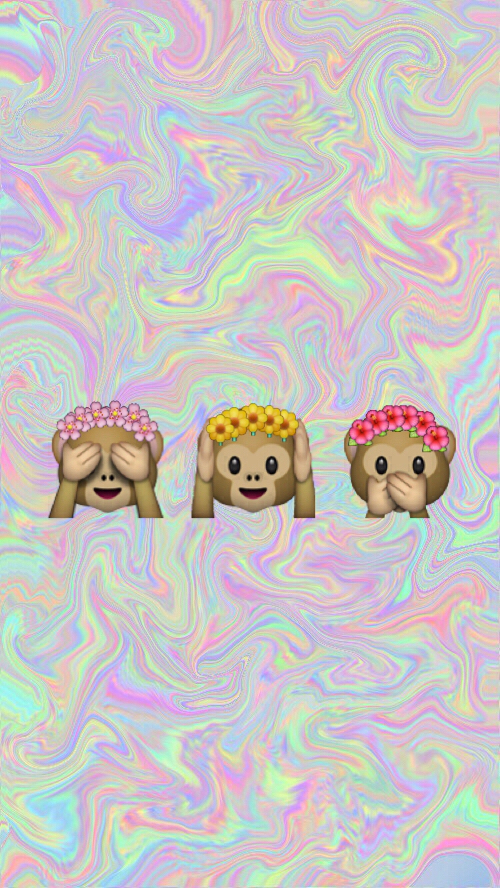 Monkey emoji wallpaper We Heart It