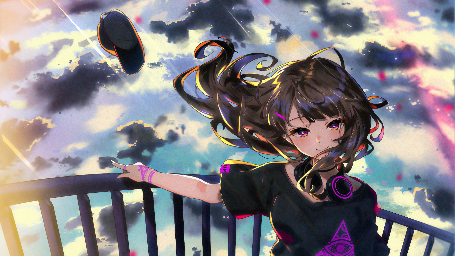 Anime Girl Standing At Height 4k Laptop Full HD 1080p Wallpaper