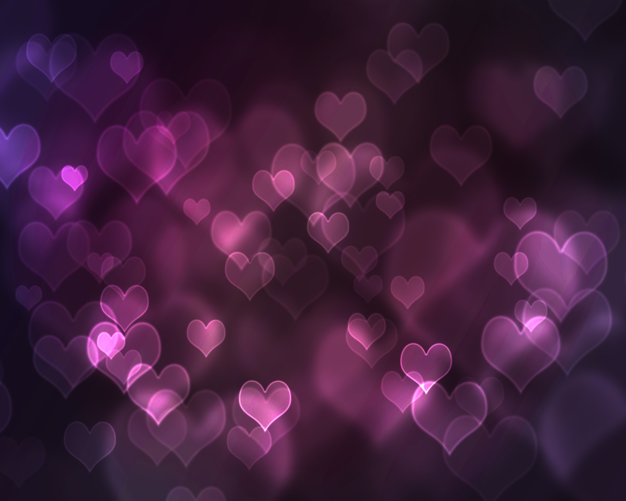 Abstract background with glowing pink and purple hearts, perfect for Valentine's Day or romantic settings