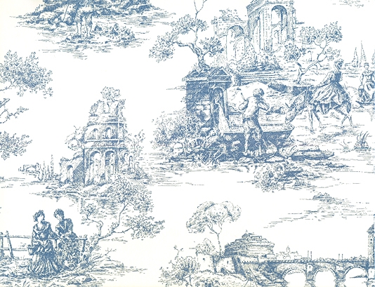 Blue Toile Paper Petite Wallpaper