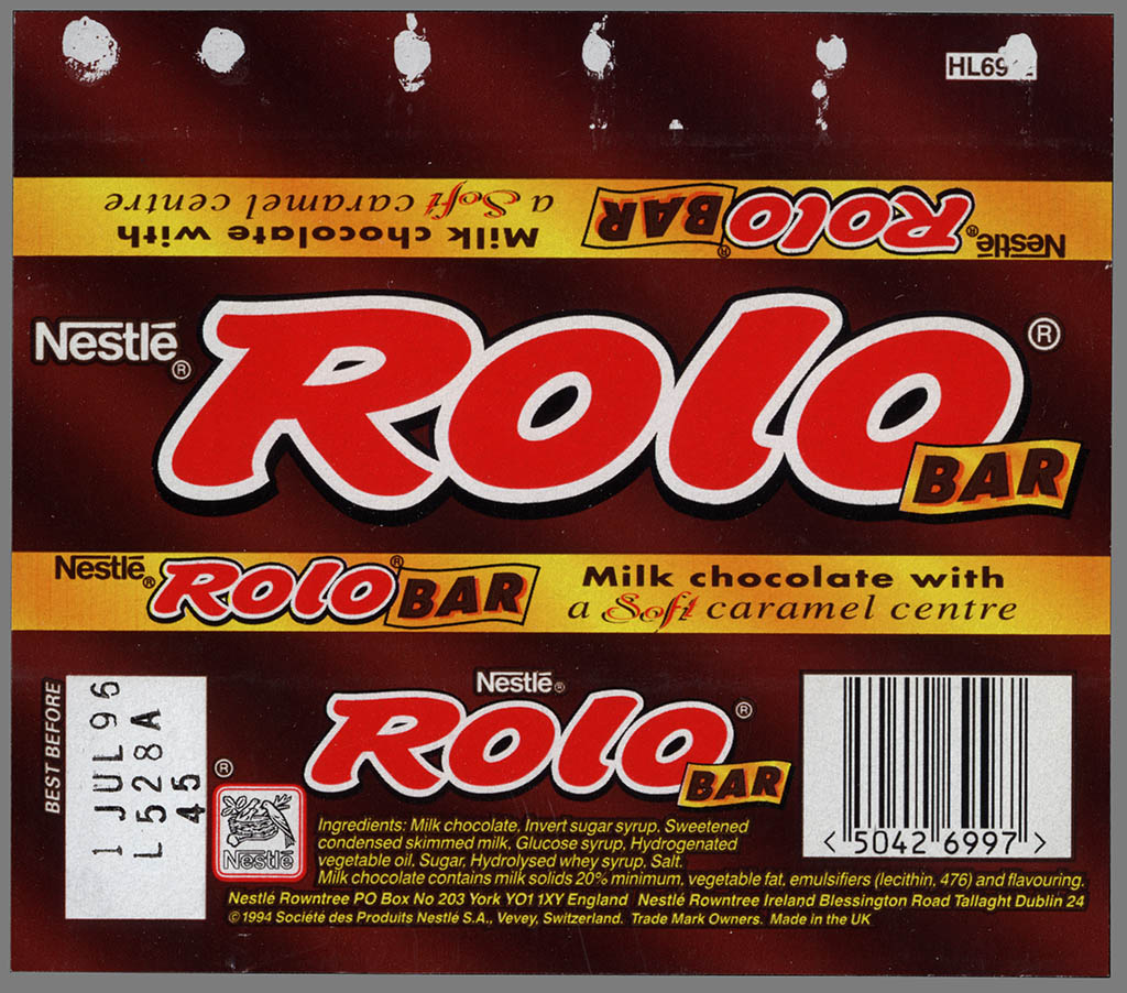 Nestle Rolo Bar Chocolate Candy Wrapper