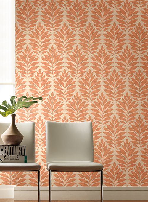 Texture Leaf Wallpaper In Pumpkin Color From Botanical Fantasy By York
