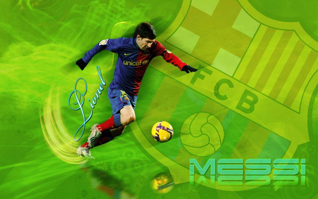 Fcb Green Background Wallpaper Lionel Messi