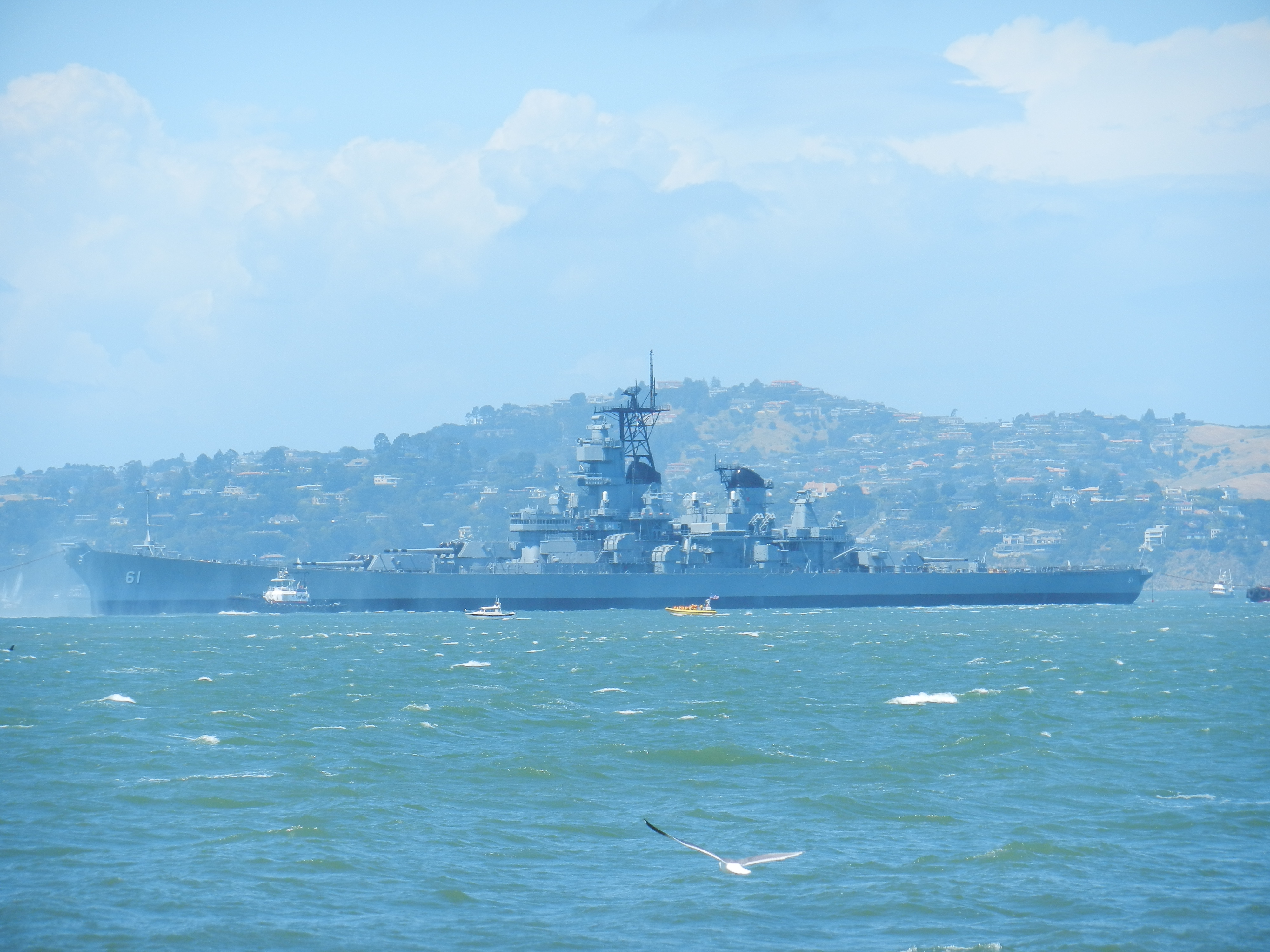 Uss Iowa With The North Bay In Background