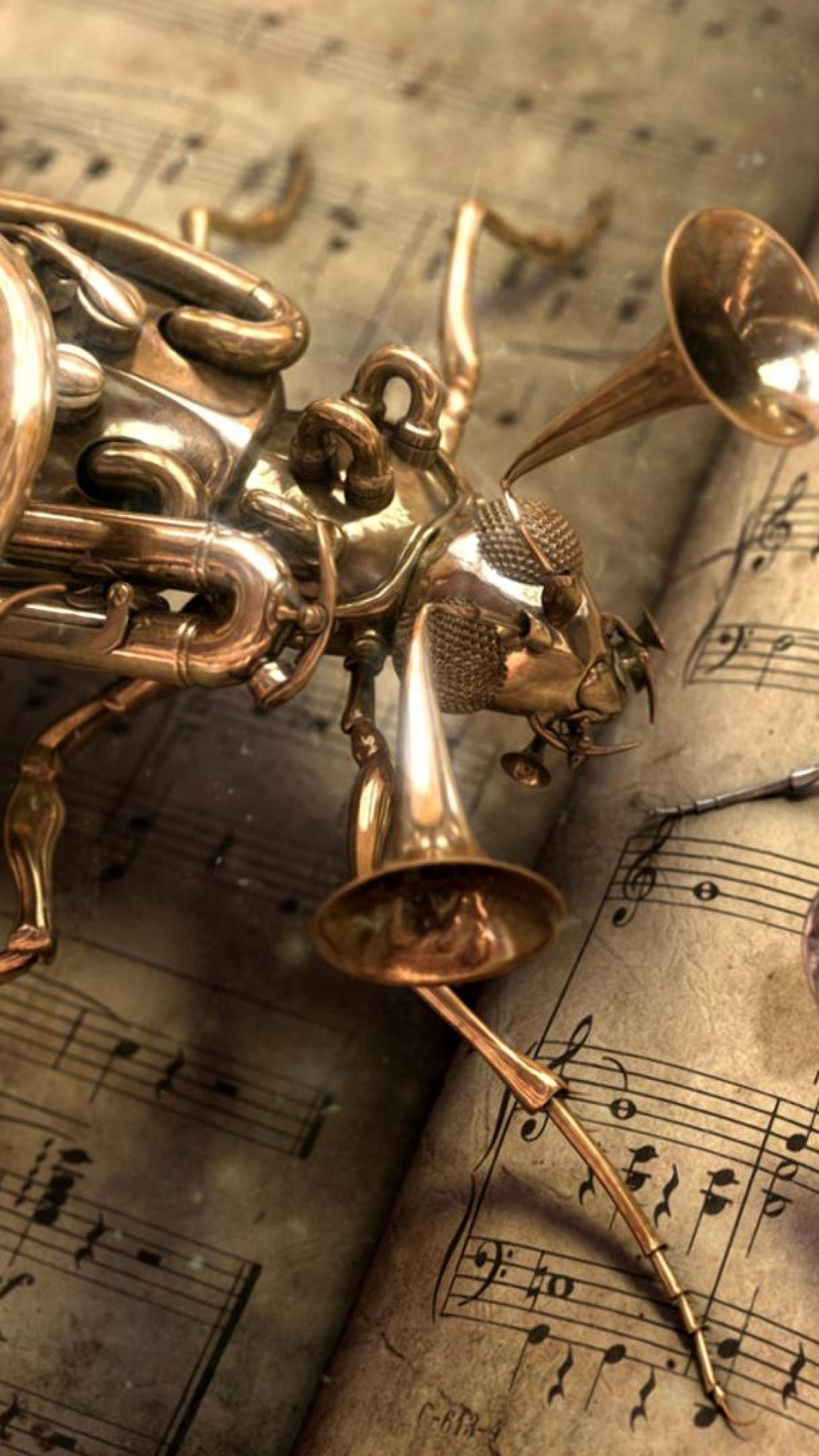 Musical Bug Steampunk Android Wallpaper download 1080x1920