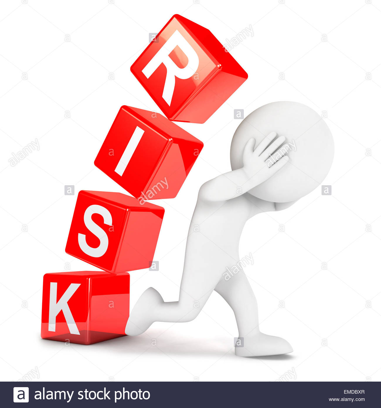 3d White People Risk Isolated Background Image Stock