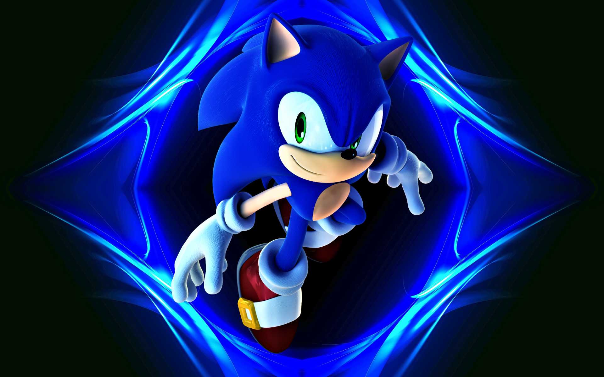 Dynamic image of Sonic the Hedgehog against a vibrant blue energy field