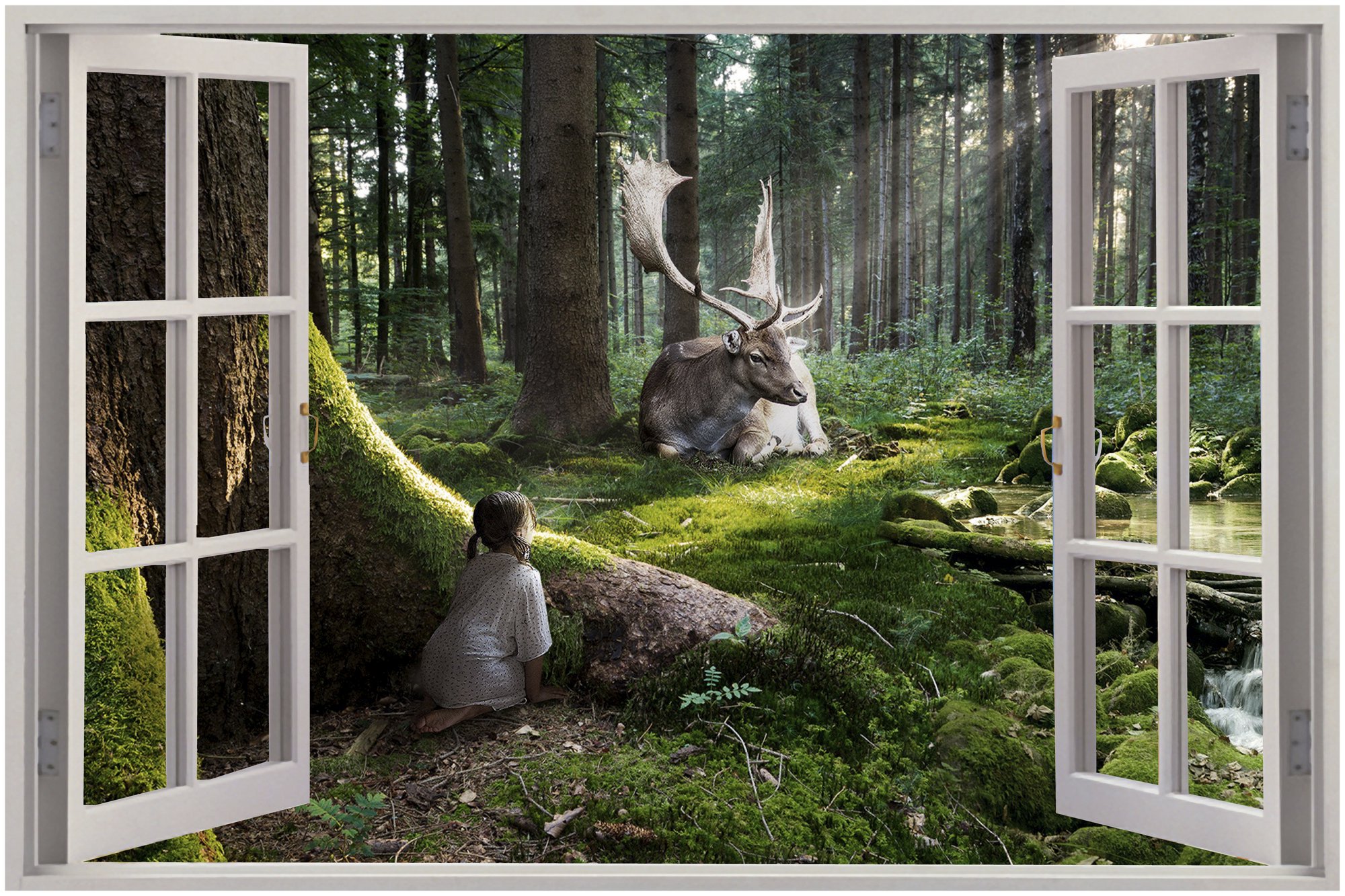 Window Enchanted Forest Wall Stickers Mural Art Decal Wallpaper