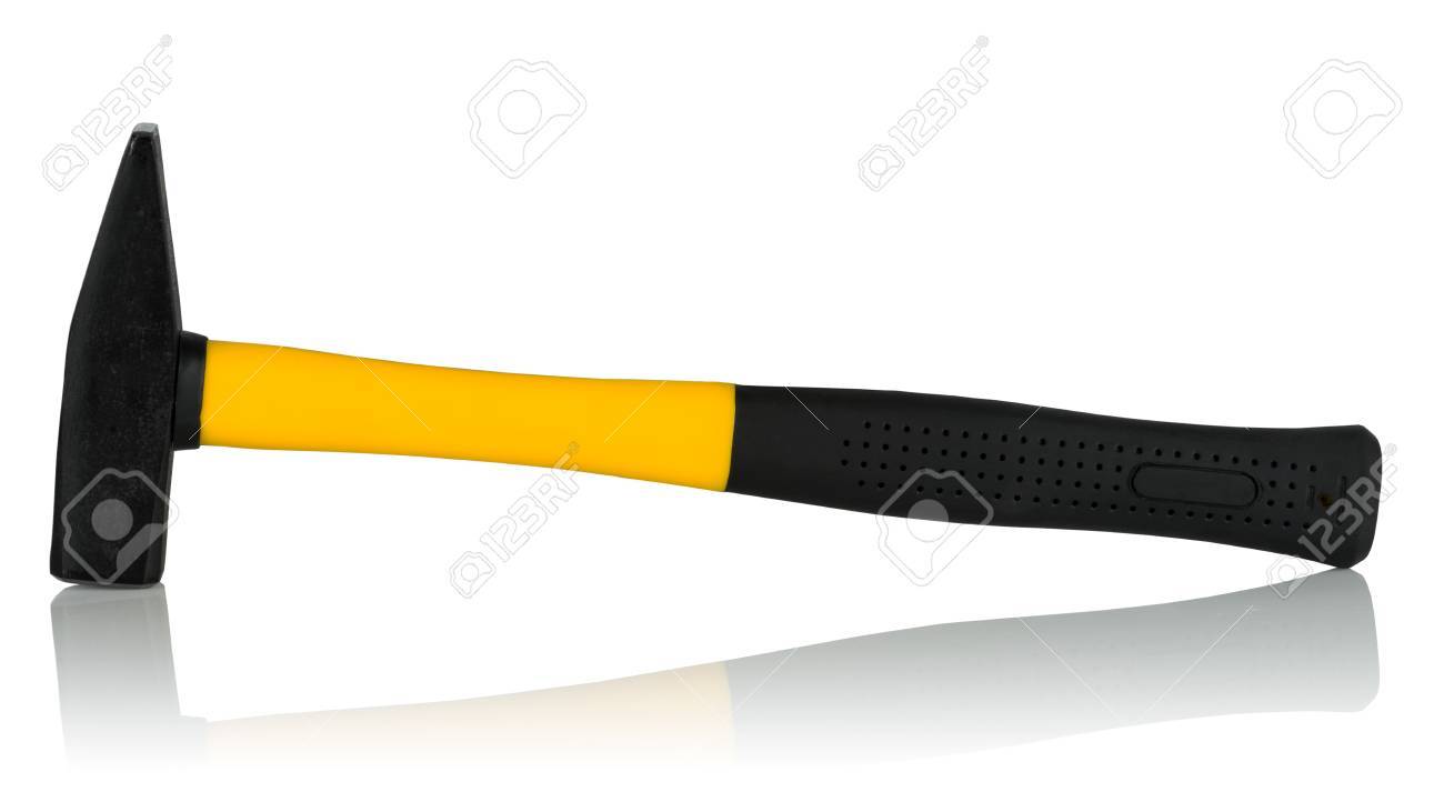 Machinist Hammer With Square Brisk On White Background Stock Photo