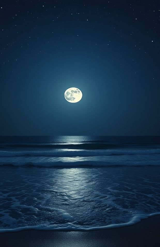 Moon Over Ocean Wallpaper
