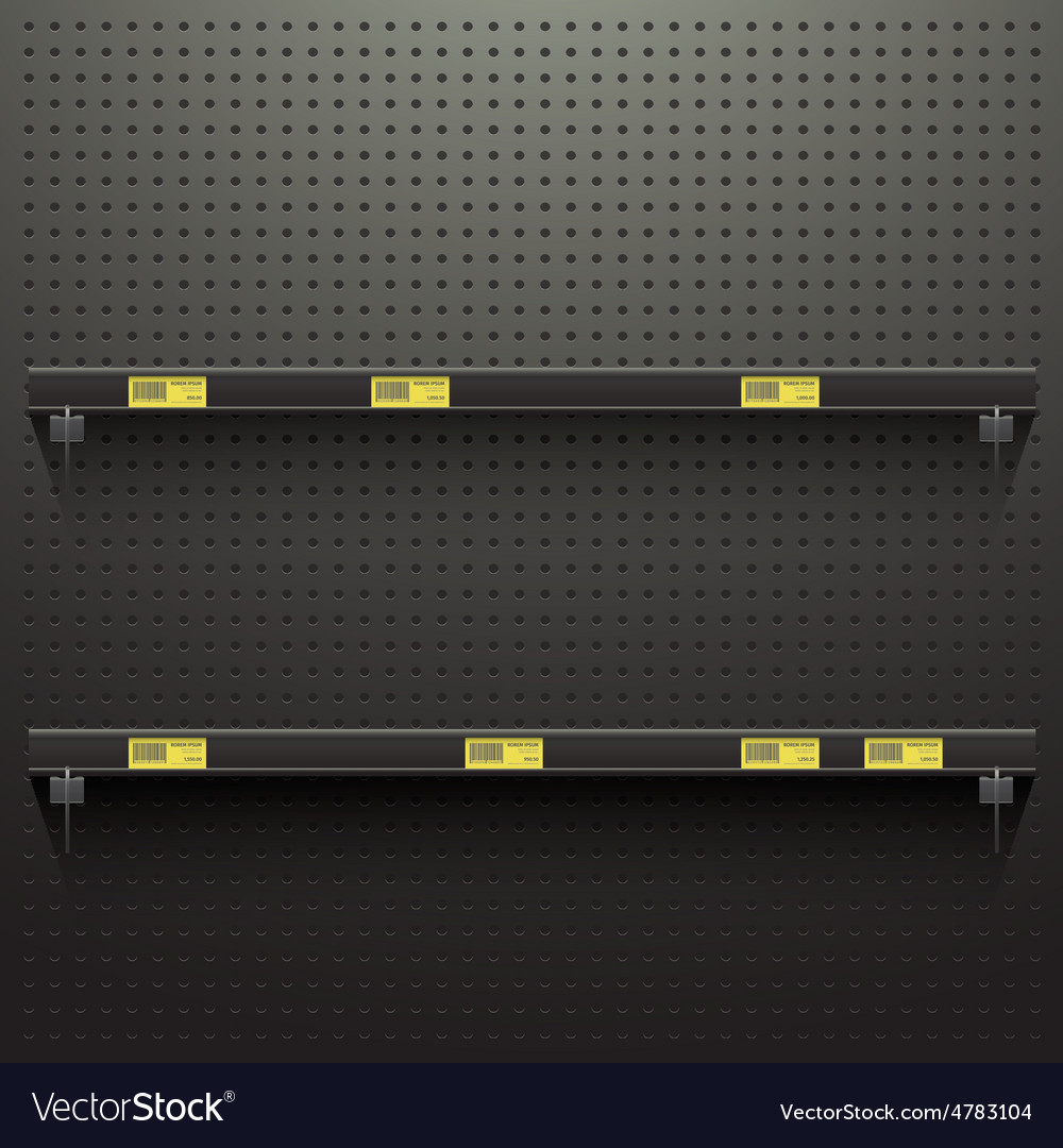 Free download Dark pegboard background with shelves and price Vector