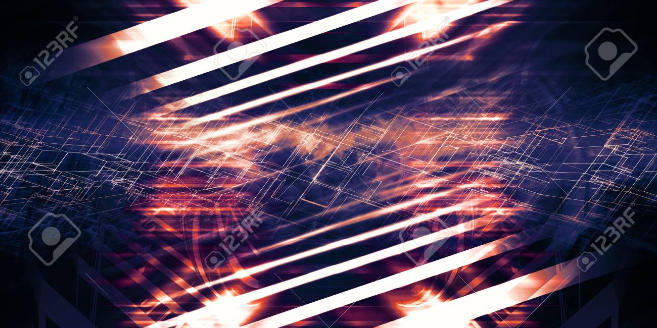 Abstract Violet Digital High Teck Background With Glowing Mesh