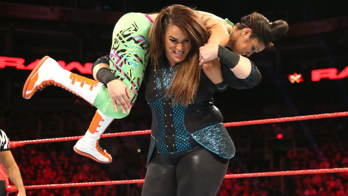 Image Nia Jax Carrying Bayley Jpg Officialwwe Wiki