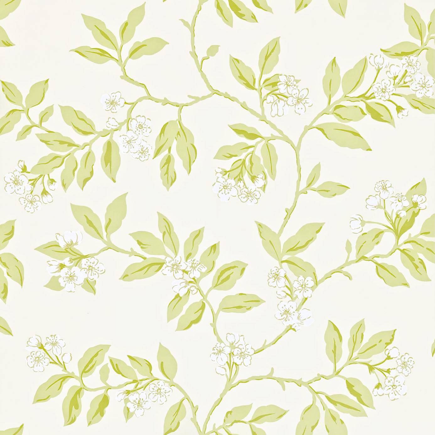Fabrics Wallpaper Collection Blossom Bough Cream Sage