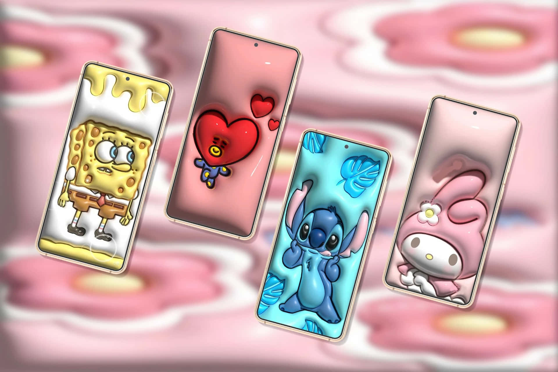 Animated Charactersin Phones Wallpaper