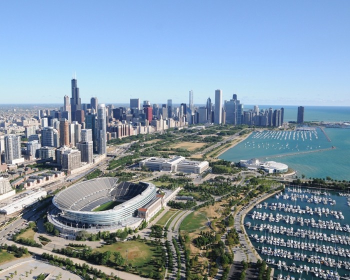 Chicago S Wallpaper Of Aerial Skyline Lakefront