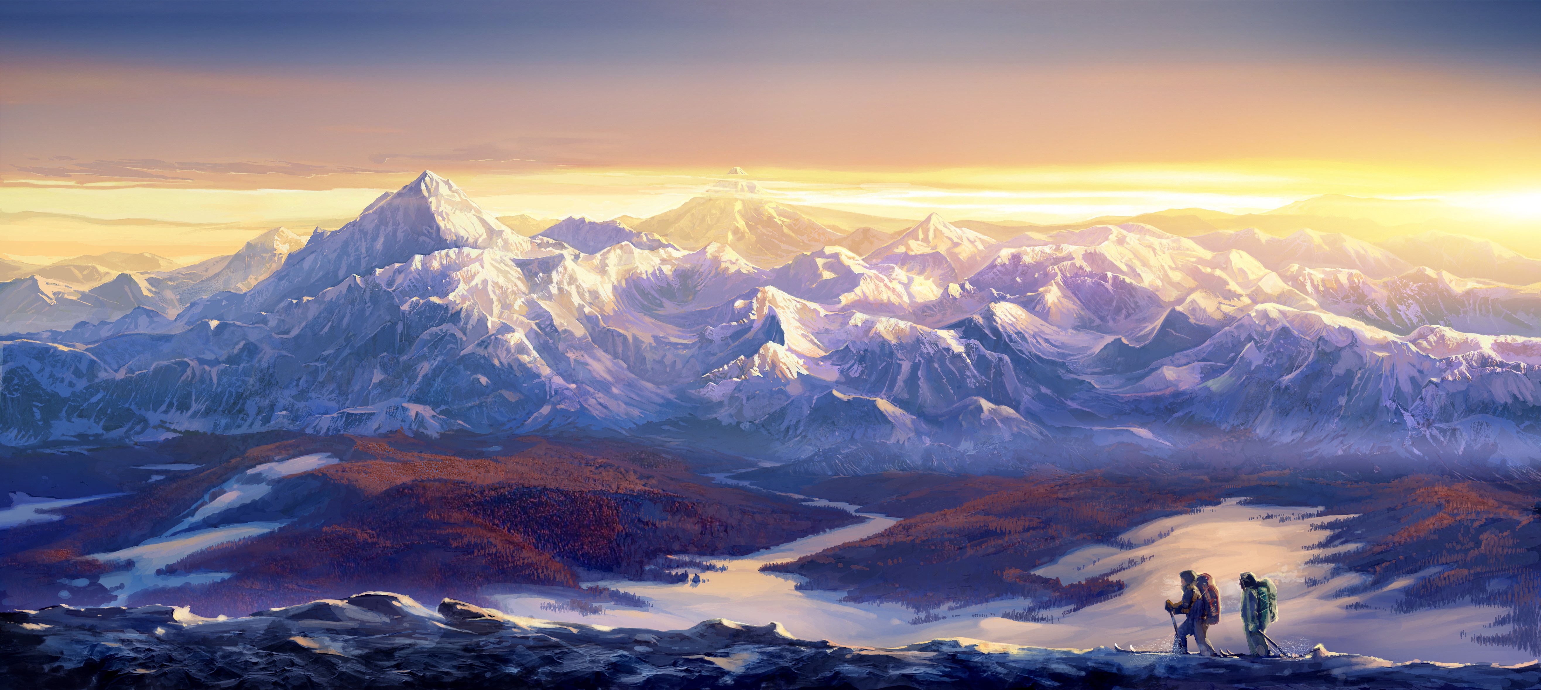 Hiking To The Snowy Mountains 5k Ultrawide Quad HD 1440p 4k Wallpaper Image