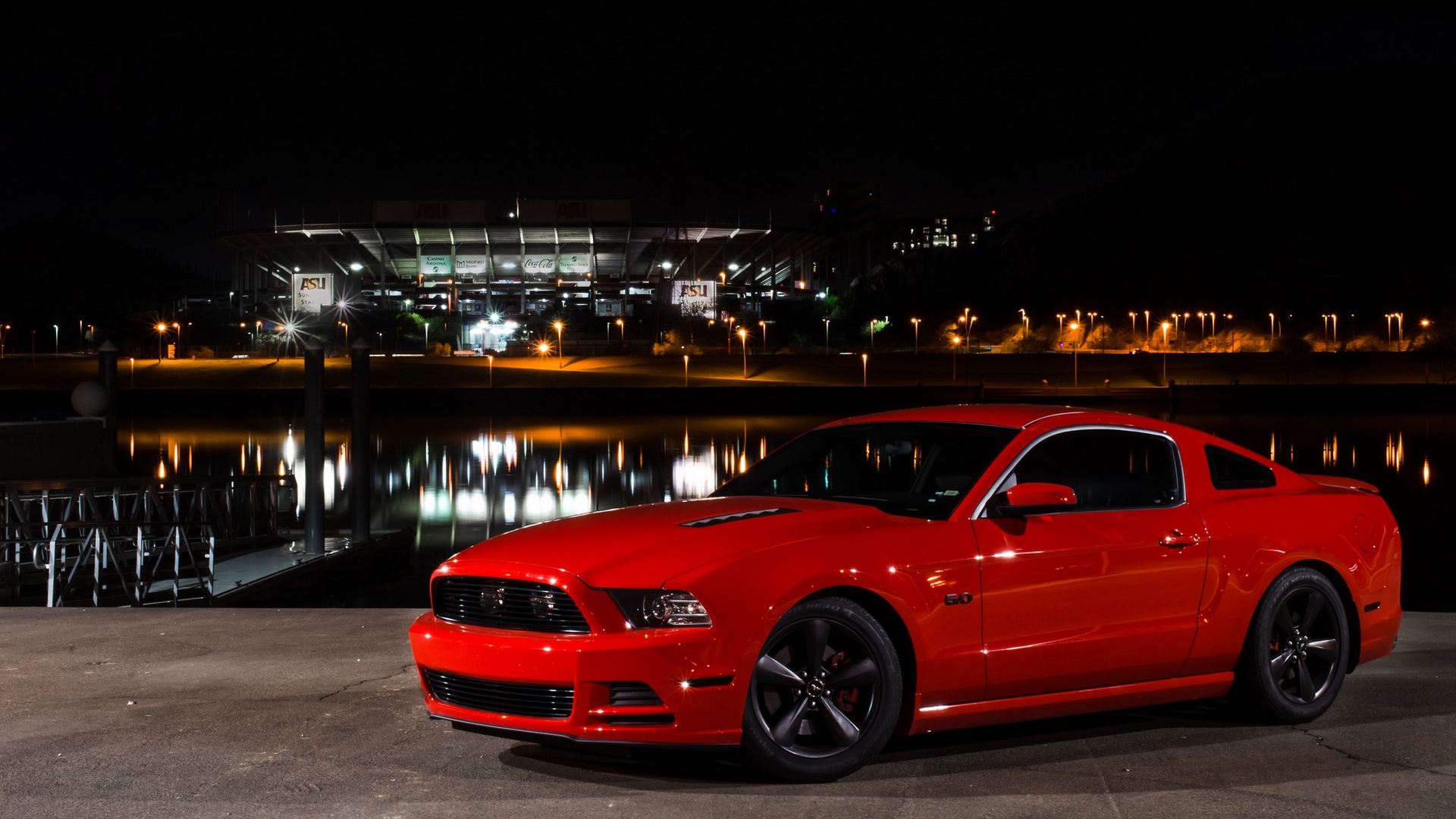 Wallpaper Ford Mustang Gt Side Red