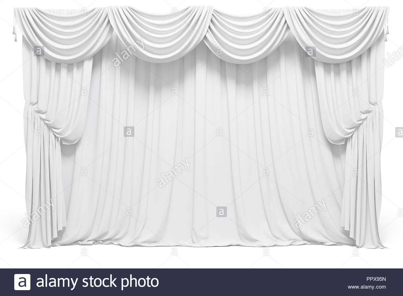 3d Curtains On White Background Stock Photo