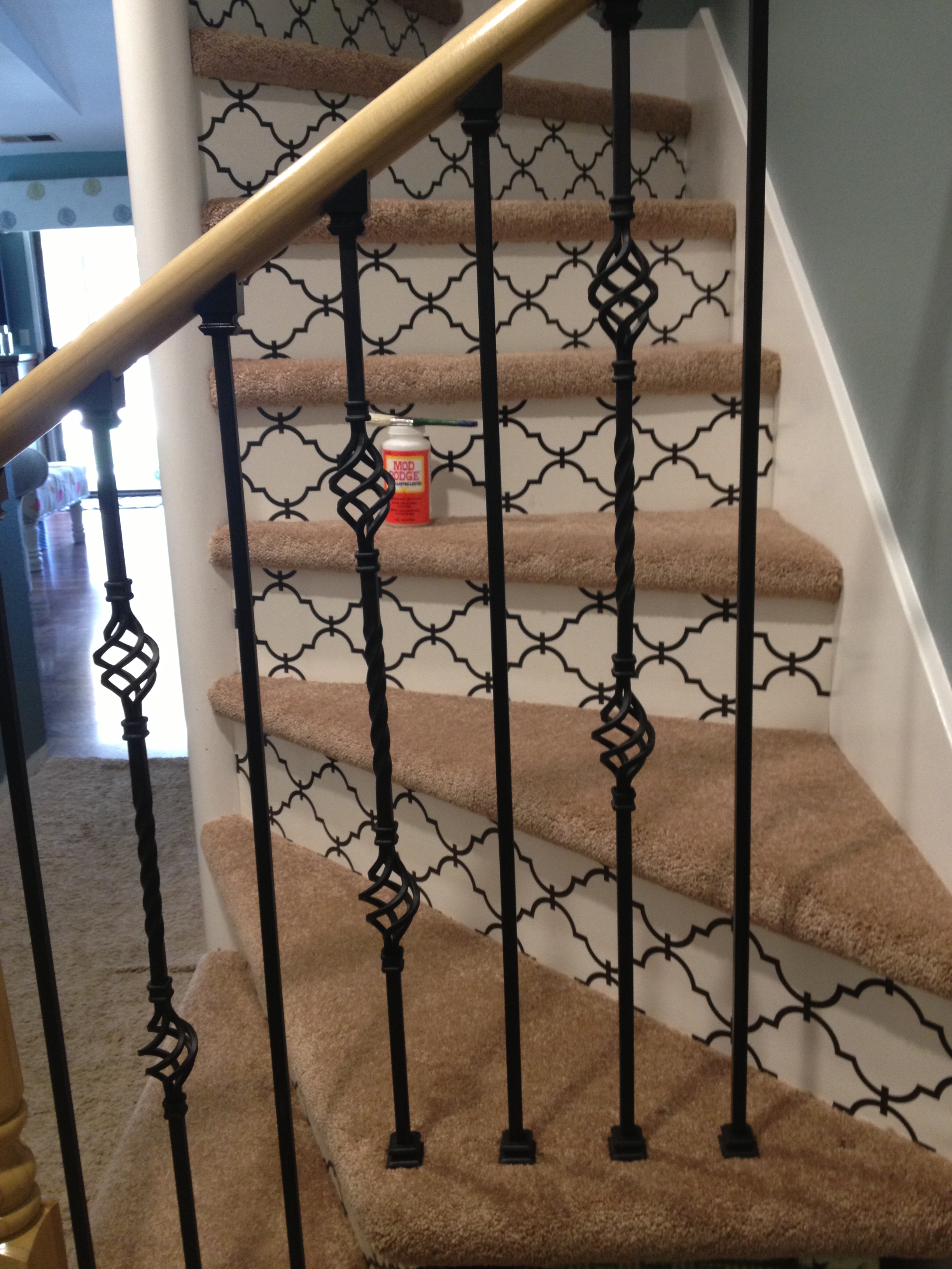 Mod Podge Wallpaper Stairs