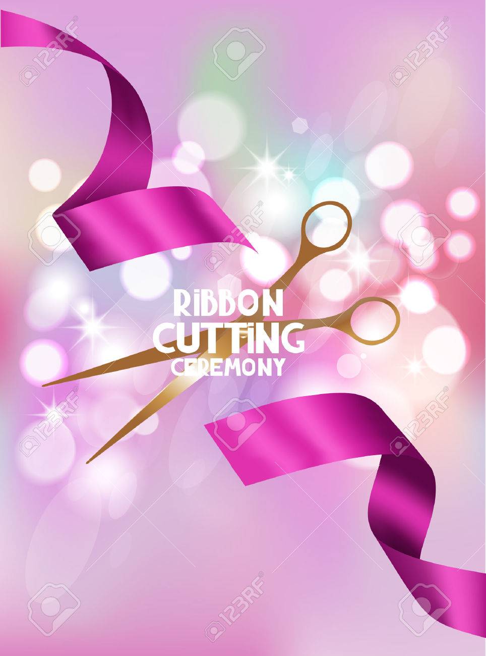Free download Ribbon Cutting Ceremony Card With Pink Ribbon And Bokeh