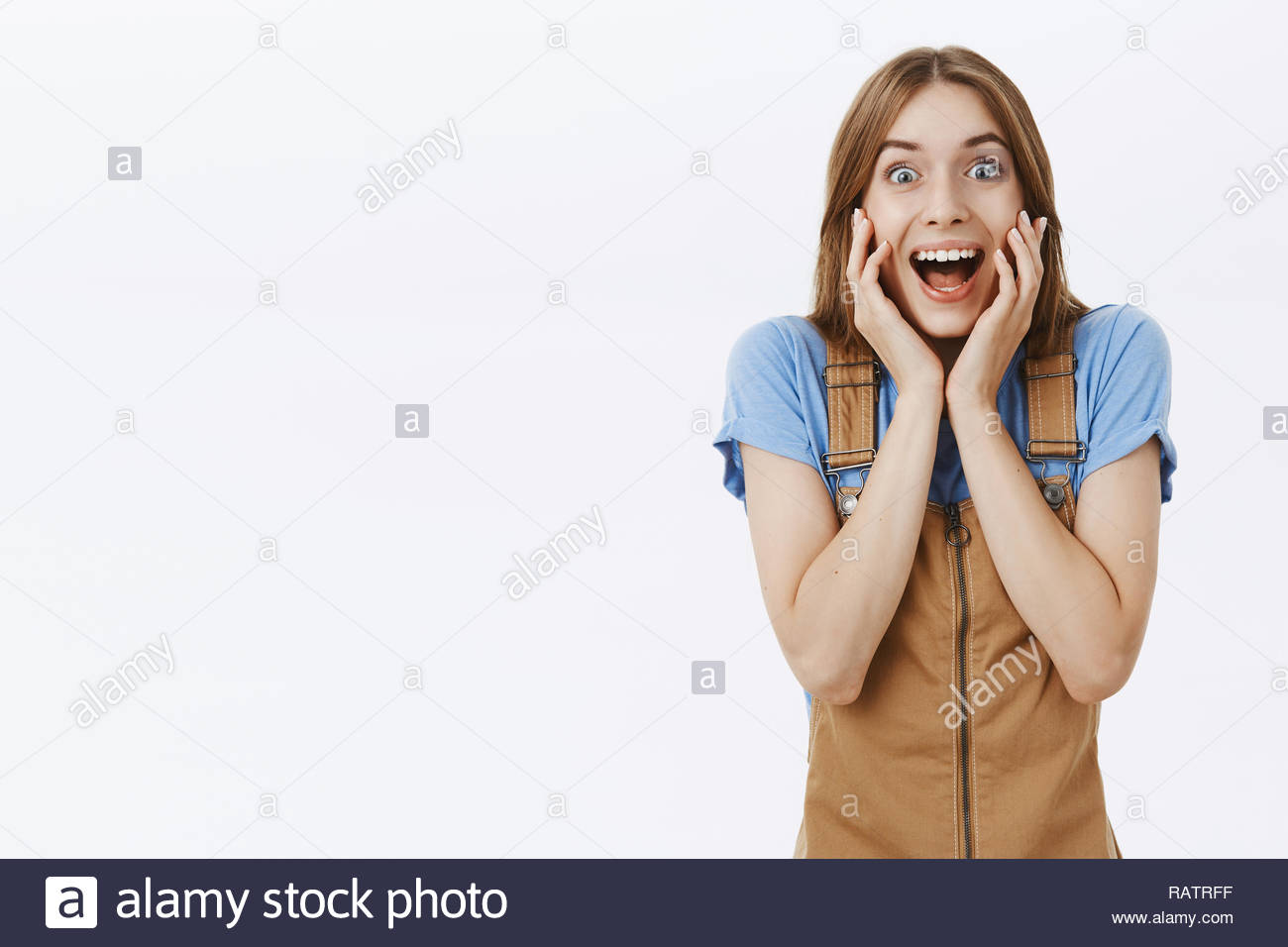 Girl Fascinated With Awesome News Reacting Joyfully And Excited