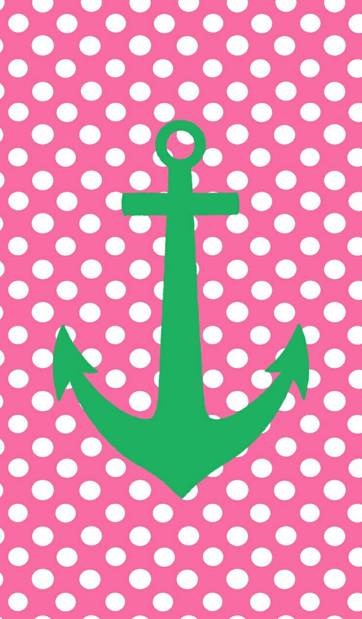 Green Anchor Pink Polka Dots Cute Background