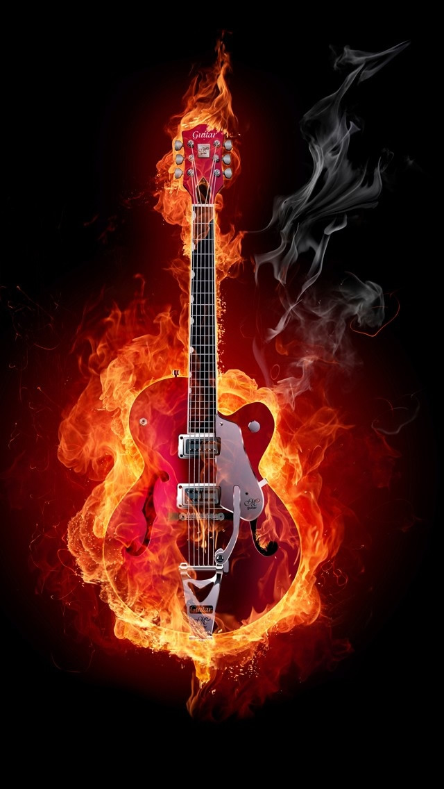 iPhone Flaming Guitar Wallpaper HD